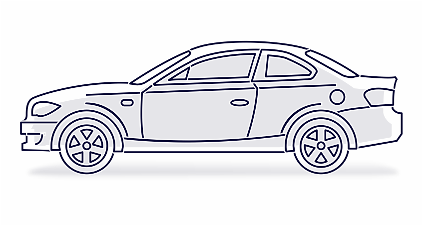 Outline of a car representing vehicle related information or services. Road Tax Calculator