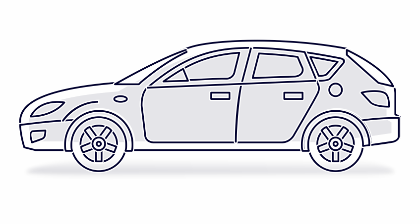 Outline of a car representing vehicle related information or services