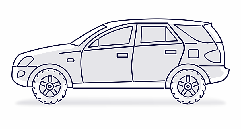 Outline of a car representing vehicle related information or services