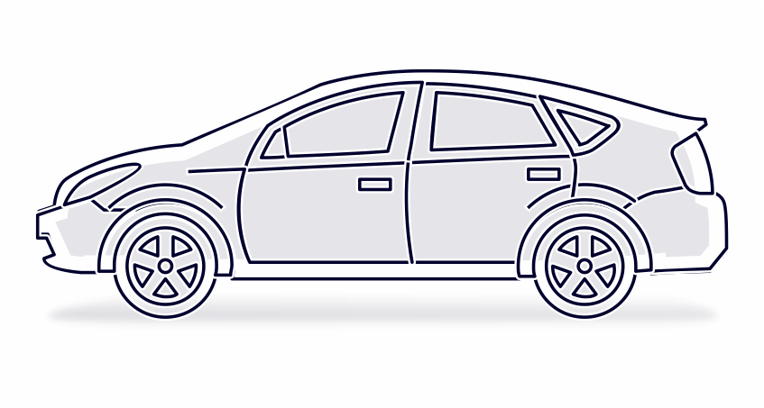 Outline of a car representing vehicle related information or services