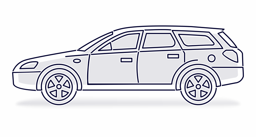 Outline of a car representing vehicle related information or services