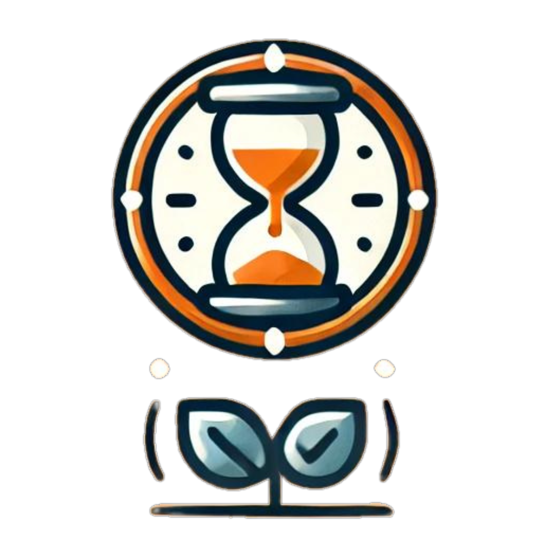 Hourglass with leaves representing environmental impact and eco-friendly practices