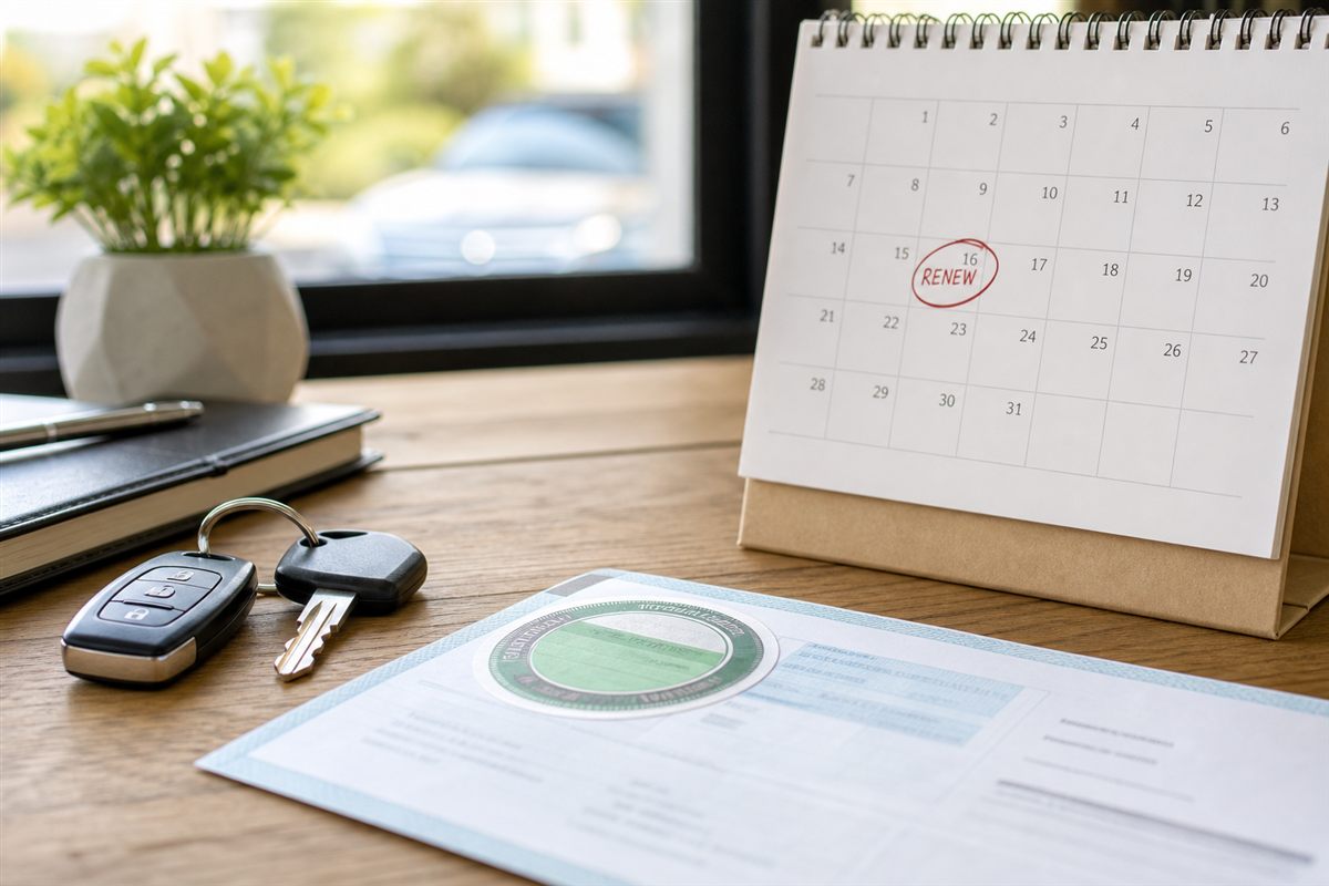Road tax expiry reminder - calendar, document, and car keys