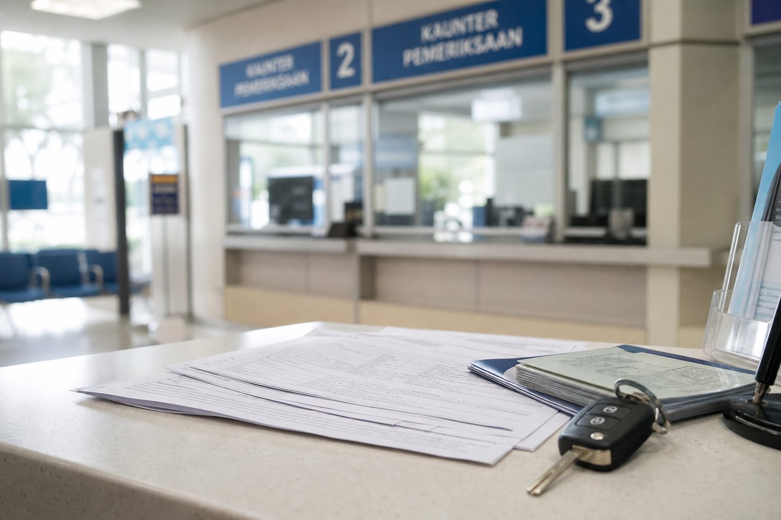 Vehicle licensing fee guide - JPJ registration counter scene