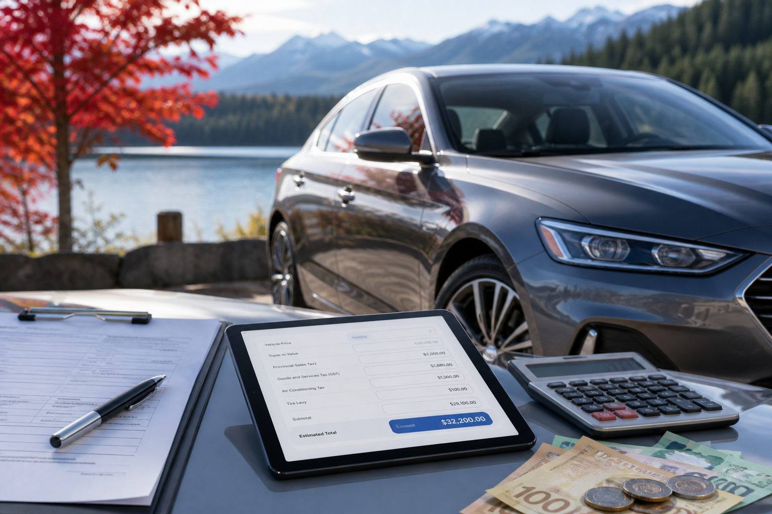 Canada car tax calculator — estimating GST, HST, PST and QST on a vehicle purchase by province